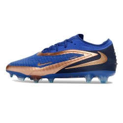 Crampons de Foot Nike Phantom 6 Elite Low FG Bleu Marine Cuivre Métallique