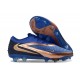 Crampons de Foot Nike Phantom 6 Elite Low FG Bleu Marine Cuivre Métallique