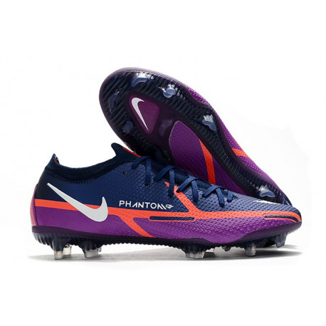 Chaussures De Football Nike Phantom Gt2 Élite Fg Bleu Marine Blanc Violet
