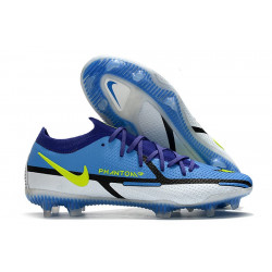 Chaussures De Football Nike Phantom Gt2 Élite Fg Sapphire Volt Gris Brouillard Bleu