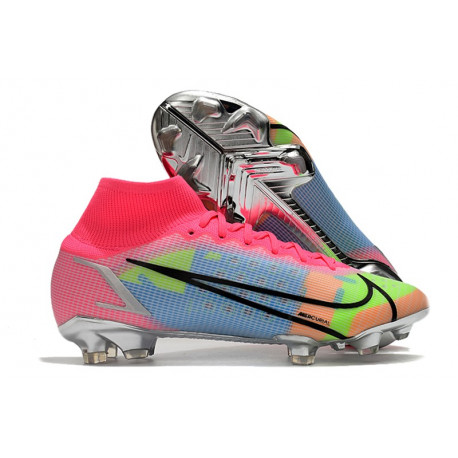Chaussures football Nike Mercurial Superfly 8 Élite FG Rose Bleu Jaune