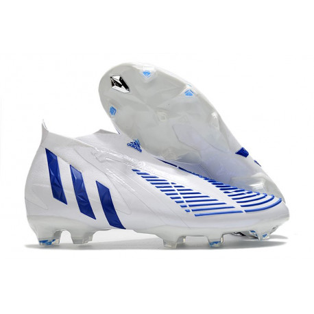 adidas Crampons Foot Predator Edge+ FG Blanc Bleu Hi Res Blanc