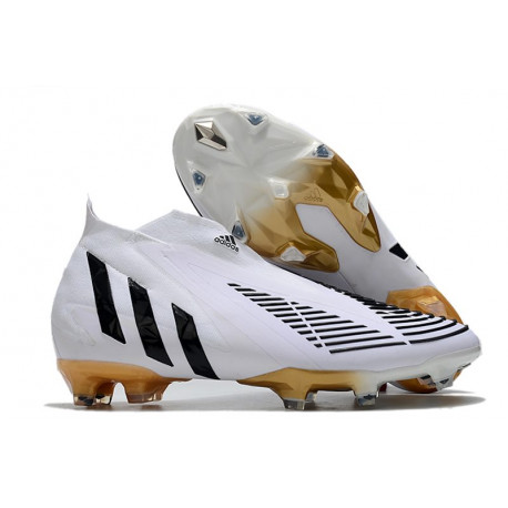 adidas Crampons Foot Predator Edge+ FG Blanc Noir Or