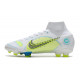 Nike Mercurial Superfly VIII Elite DF FG Blanc Bleu Jaune