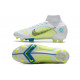 Nike Mercurial Superfly VIII Elite DF FG Blanc Bleu Jaune