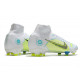 Nike Mercurial Superfly VIII Elite DF FG Blanc Bleu Jaune