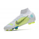 Nike Mercurial Superfly VIII Elite DF FG Blanc Bleu Jaune