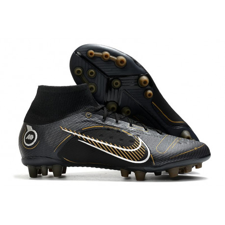 Nike Mercurial Superfly 8 Elite Synthetique AG Noir Or Métallique Argent Métallique