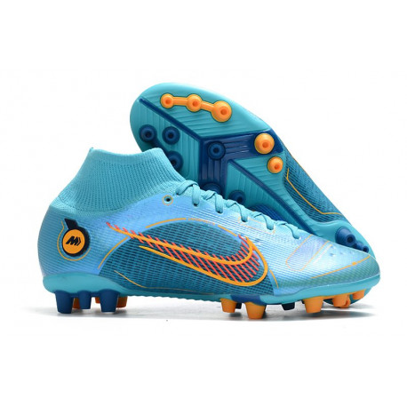 Nike Mercurial Superfly 8 Elite Synthetique AG Bleu Chlorine Orange Laser Marina