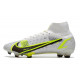 Nike Mercurial Superfly VIII Elite DF FG Silver Safari - Blanc Noir Argenté Jaune Fluo