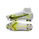 Nike Mercurial Superfly VIII Elite DF FG Silver Safari - Blanc Noir Argenté Jaune Fluo