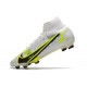 Nike Mercurial Superfly VIII Elite DF FG Silver Safari - Blanc Noir Argenté Jaune Fluo