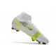 Nike Mercurial Superfly VIII Elite DF FG Silver Safari - Blanc Noir Argenté Jaune Fluo