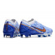 Crampons Nike Zoom Mercurial Vapor 15 Elite FG Blanc Bleu Or