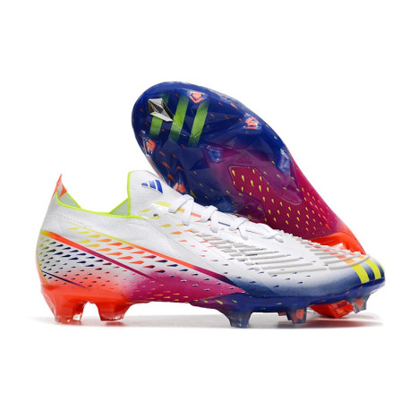 Crampon adidas Predator Edge .1 Low FG Blanc Jaune Solaire Bleu Power