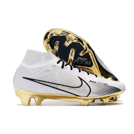 Nike Zoom Mercurial Superfly 9 Elite FG Crampons Blanc Or Noir