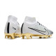 Nike Zoom Mercurial Superfly 9 Elite FG Crampons Blanc Or Noir