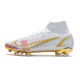 Crampons Nike Mercurial Superfly 8 Elite DF FG Blanc Rose Or