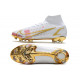 Crampons Nike Mercurial Superfly 8 Elite DF FG Blanc Rose Or