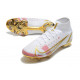 Crampons Nike Mercurial Superfly 8 Elite DF FG Blanc Rose Or