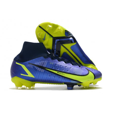 Crampons Nike Mercurial Superfly 8 Elite DF FG Sapphire Volt Bleu