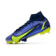 Crampons Nike Mercurial Superfly 8 Elite DF FG Sapphire Volt Bleu