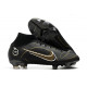 Nike Mercurial Superfly 8 Elite DF FG Noir Or Métallique Argent