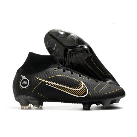 Nike Mercurial Superfly 8 Elite DF FG Noir Or Métallique Argent