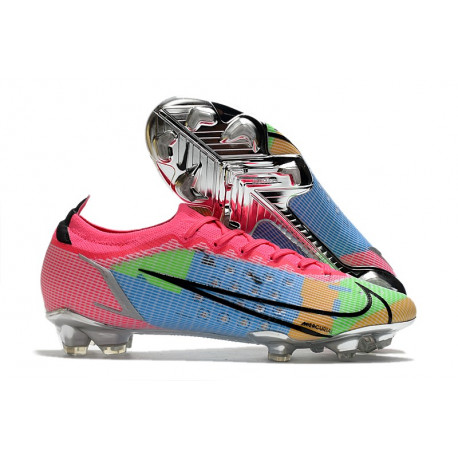 Nike Mercurial Vapor 14 Elite FG Chaussures de football Bleu Rose Vert