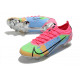 Nike Mercurial Vapor 14 Elite FG Chaussures de football Bleu Rose Vert