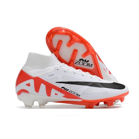 Nike Zoom Mercurial Superfly 9 Elite FG Blanc Cramoisi Vif Noir