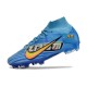 Nike Air Zoom Mercurial Superfly IX Elite FG X Mbappe Bleu Baltique Blanc