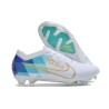 Nike Air Zoom Mercurial Vapor 15 Elite FG Blanc Bleu Or