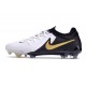 Nike Phantom Luna 2 Elite FG Crampons Blanc Noir Pièce Dor Métallique