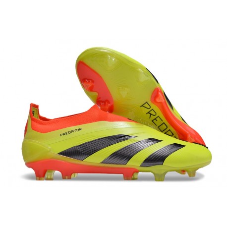 Chaussure adidas Predator Elite Laceless FG Rouge Noir Jaune 