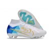 Nike Air Zoom Mercurial Superfly IX Elite FG Blanc Bleu Or