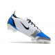Nike Mercurial Vapor 14 Elite FG Crampons Blanc Bleu Noir