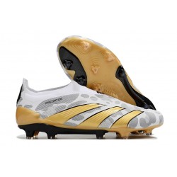 Chaussure adidas Predator Elite Laceless FG Blanc Or Gris