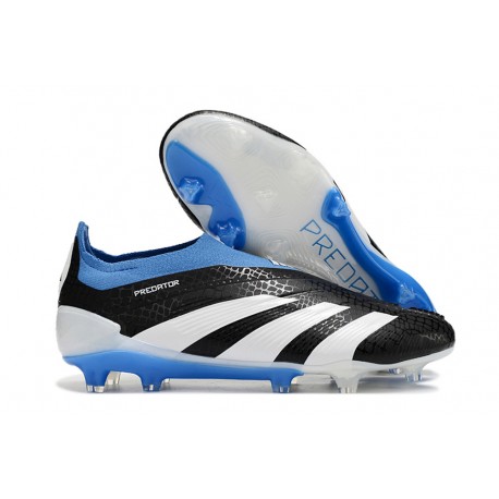 Chaussure adidas Predator Elite Laceless FG Noir Blanc Bleu
