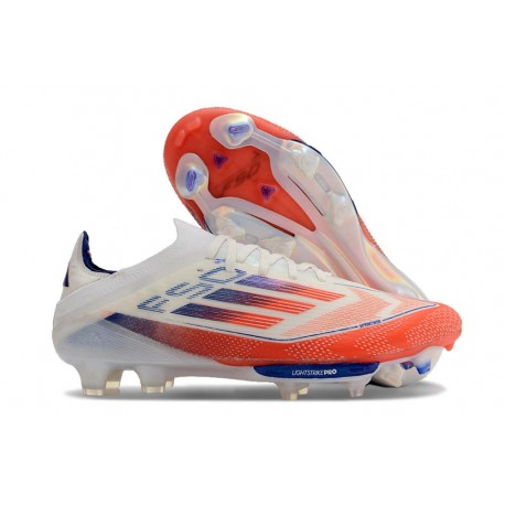 Crampons de Football adidas F50+ Elite FG Advancement - Blanc Rouge Bleu