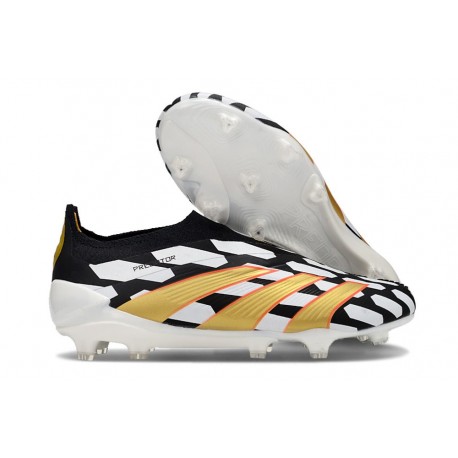 Chaussure adidas Predator Elite Laceless FG Noir Or Blanc