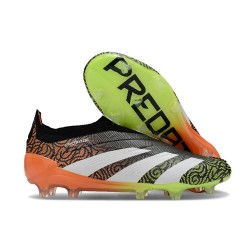 Chaussure adidas Predator Elite Laceless FG Noir Blanc Orange