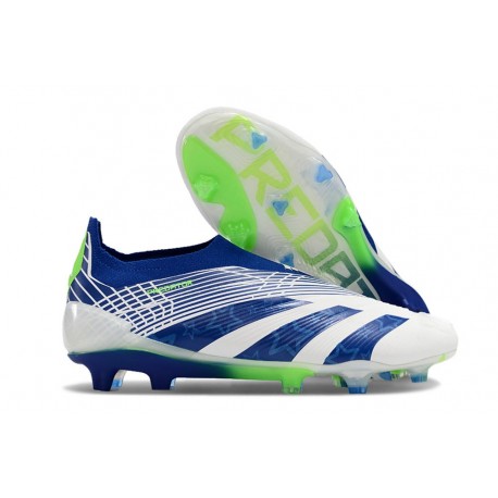 Chaussure adidas Predator Elite Laceless FG Bleu Blanc Vert