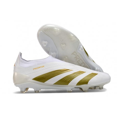 Chaussure adidas Predator Elite Laceless FG Blanc Or
