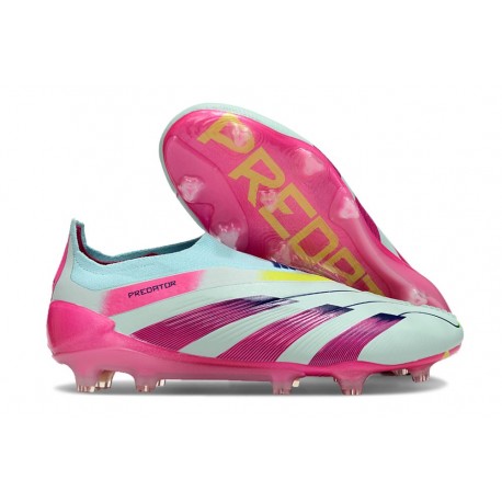 Chaussure adidas Predator Elite Laceless FG Bleu Très Pâle Rose Lucide Jaune Semi Solaire
