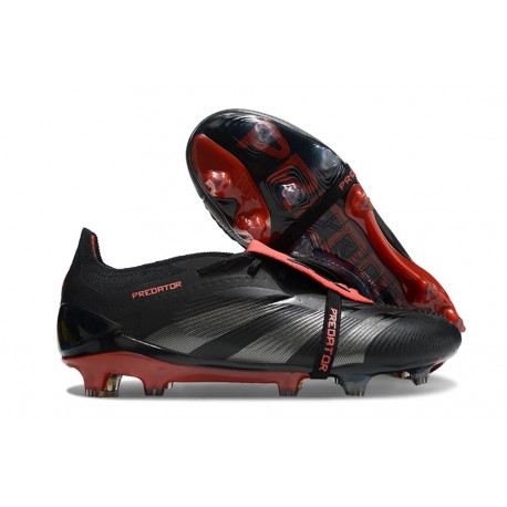 Adidas Predator Elite Foldover Tongue FG Noir Gris Quatre Rouge Lucide