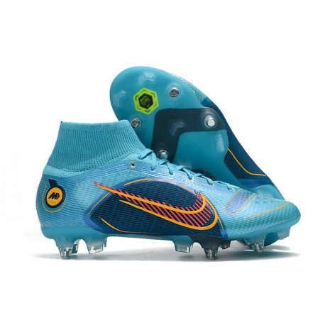 Nike Mercurial Superfly VIII Elite SG Anti-Clog Bleu Chlorine Orange Laser Marina