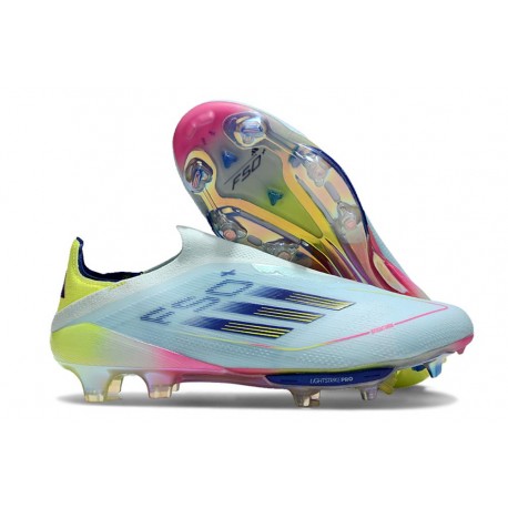 adidas F50+ Sans Lacets FG Bleu Très Pâle Semi Bleu Lucide Jaune Semi Solaire
