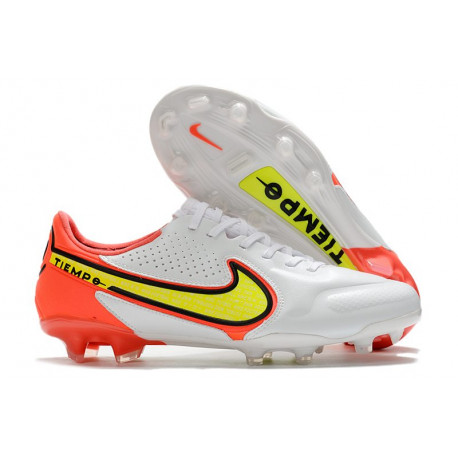 Nike Tiempo Legend 9 Elite Terrain sec Chaussures Blanc Volt Carmin