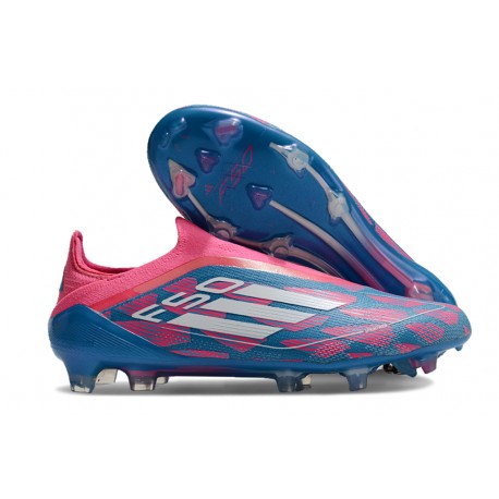 Adidas F50 Elite Laceless FG Bleu Solaire Blanc Ftwr Rose